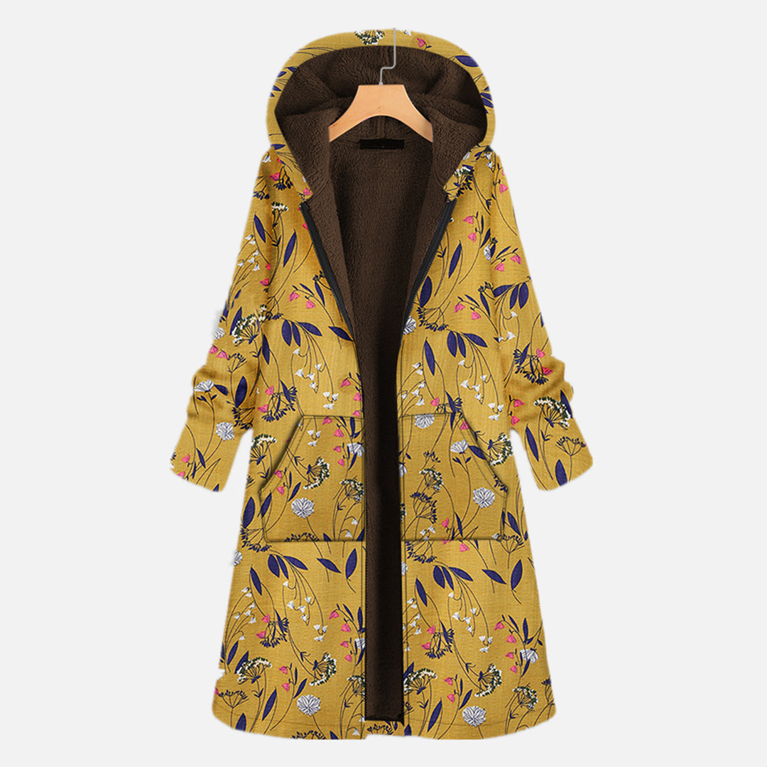Women's Zip-front Coat with hood – Yellow