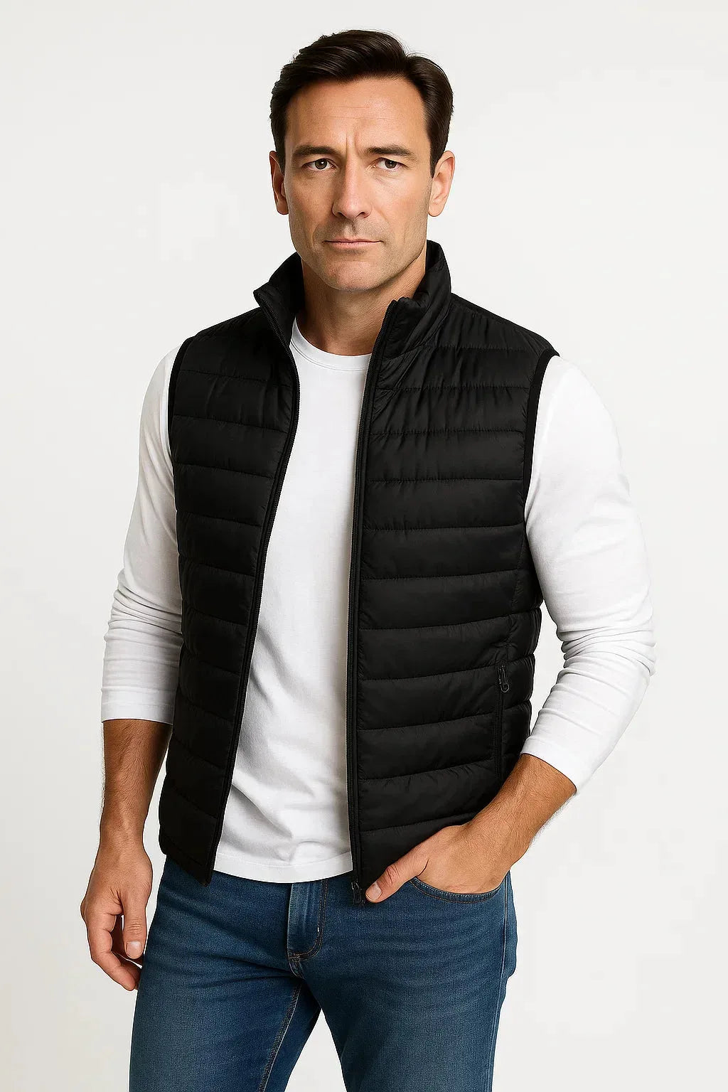 Men's Gilet with Mock Neck