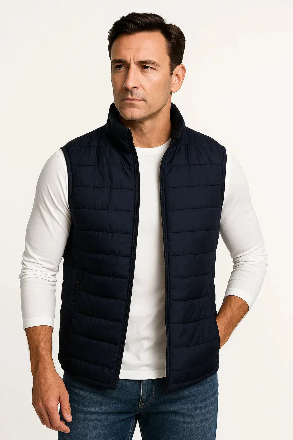 Men's Gilet with Mock Neck