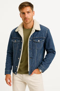 Men's Fleece-Lined Denim Jacket – Loose Fit