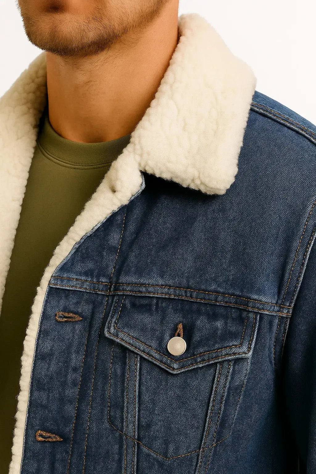 Men's Fleece-Lined Denim Jacket – Loose Fit