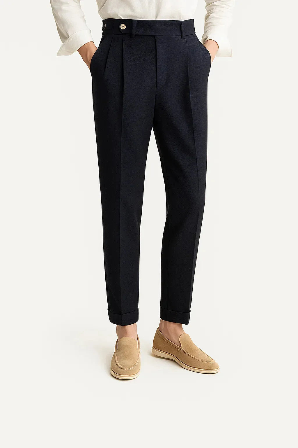 Men's Slim-fit Trousers with Pleats
