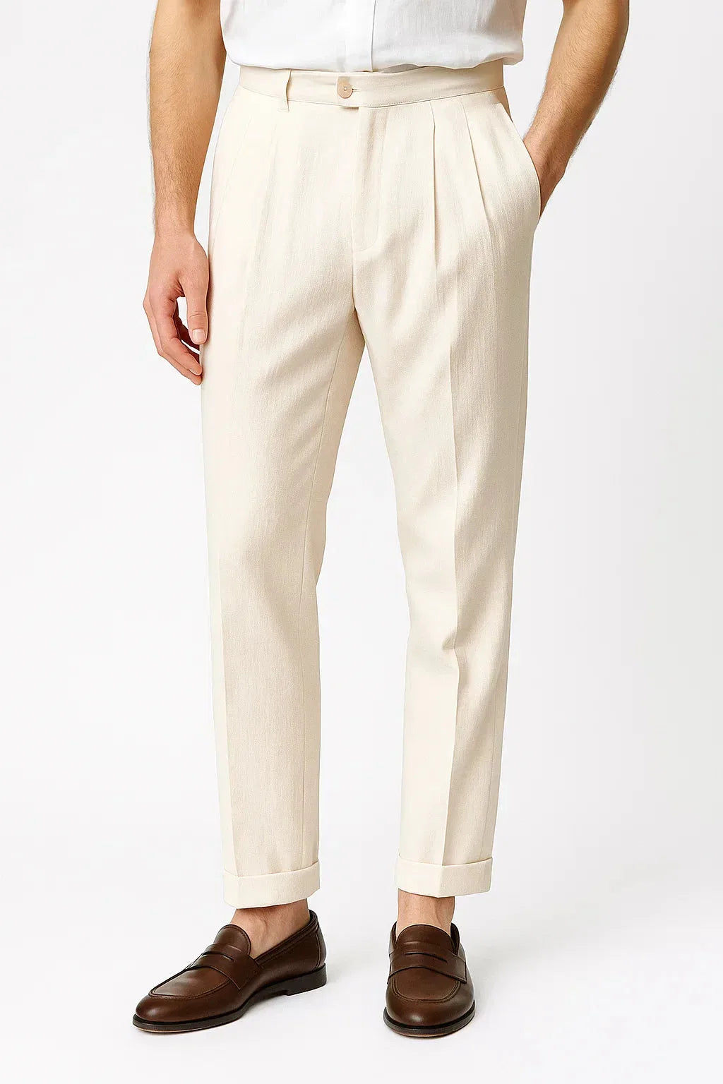 Men's Slim-fit Trousers with Pleats