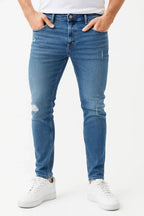Men's Slim-fit Jeans with Distressed Details