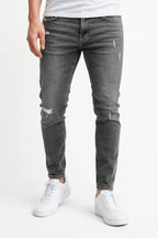 Men's Slim-fit Jeans with Distressed Details