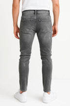 Men's Slim-fit Jeans with Distressed Details