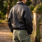 Men's Leather-Look Zip Jacket with Structured Collar and Cotton Lining