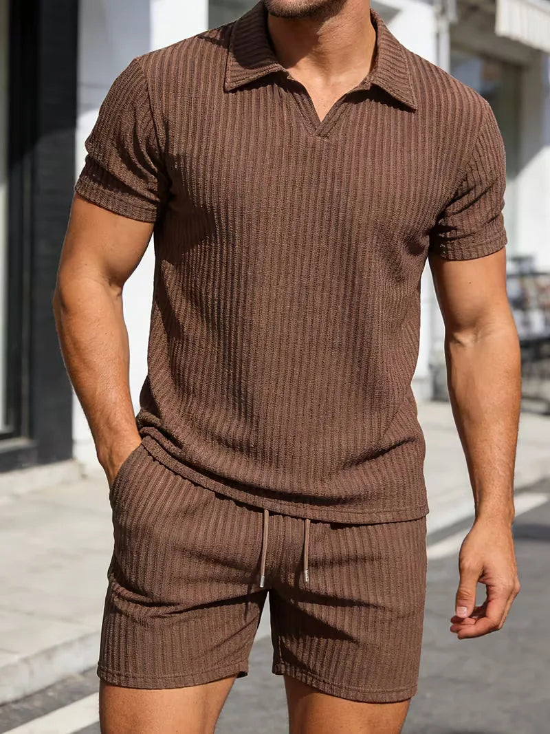 Men's Polo and Shorts Summer Set in White