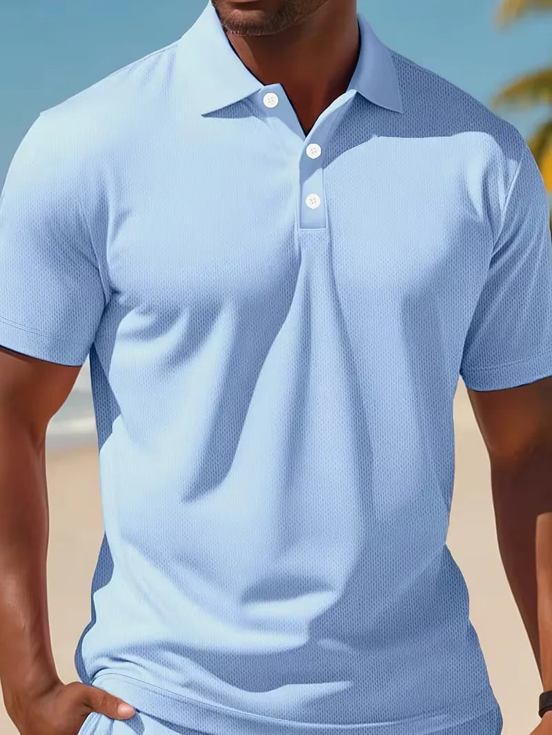 Men's Polo and Shorts Summer Set in Light Blue