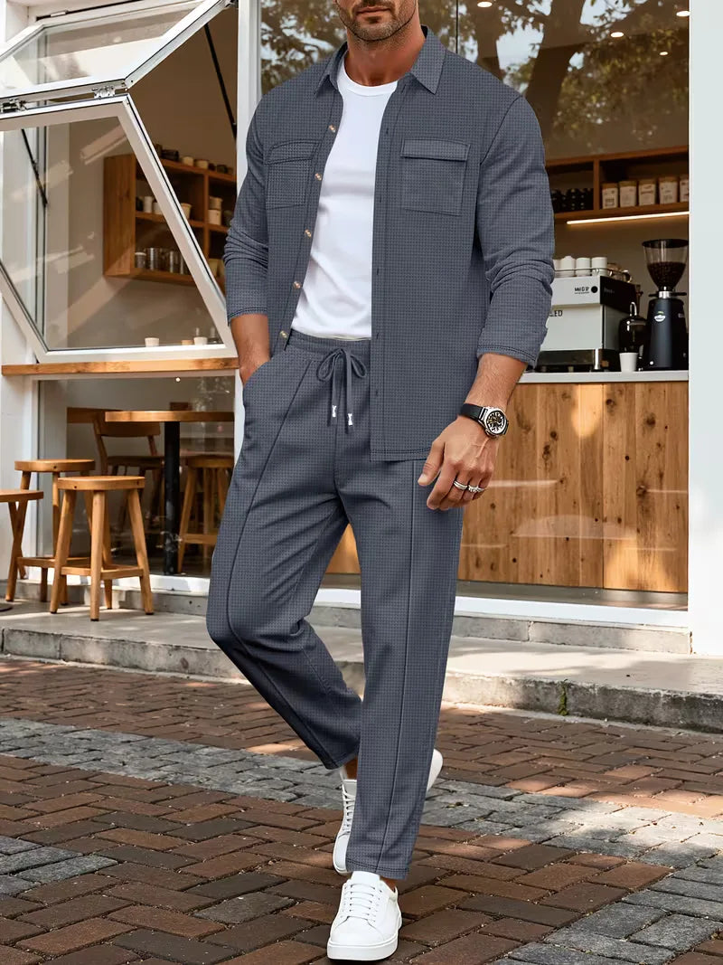 Men's Button-Up Bomber Jacket with Chest Pockets