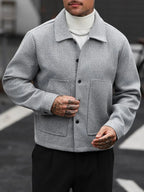 Men's Bomber Jacket with Collared Neckline