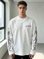 Men's Crew-Neck Longsleeve with Script Graphics – Six Colours