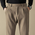 Men's Wool-Blend Trousers with Double Pleats