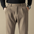 Men's Wool-Blend Trousers with Double Pleats