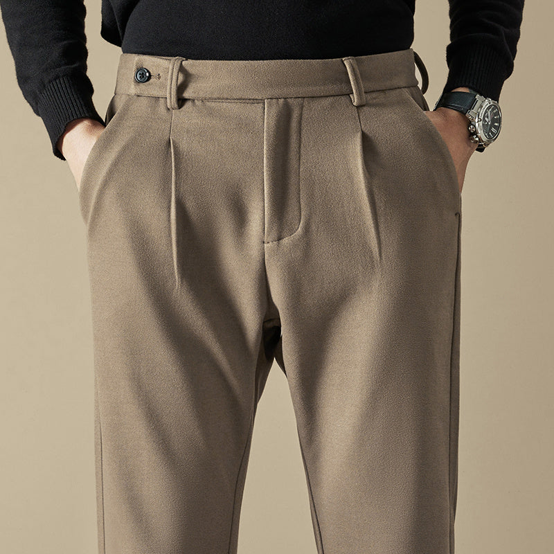 Men's Wool-Blend Trousers with Double Pleats