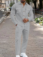 Men's Button-Up Bomber Jacket with Chest Pockets