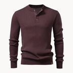 Men's Ribbed Henley Knit Jumper – Button Neck