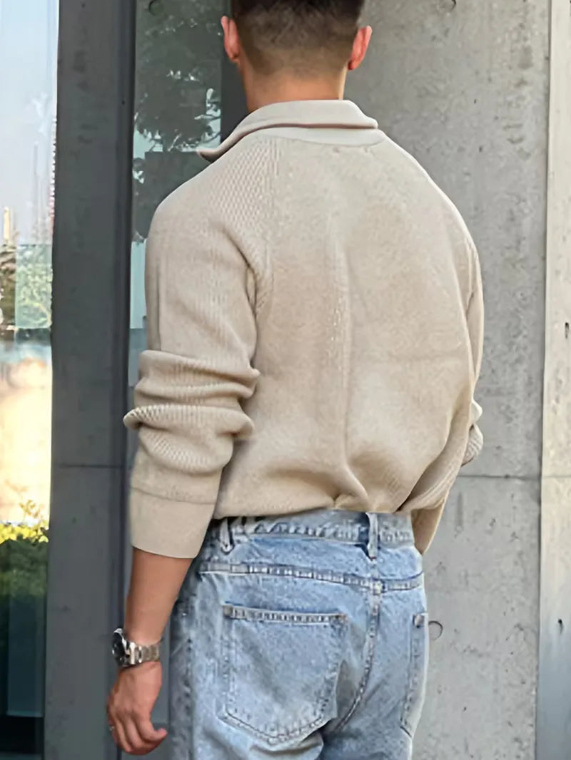 Men's Half-Zip Rib-Knit Jumper