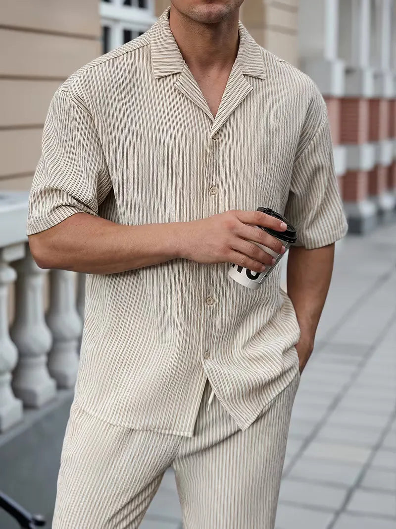 Men's Pinstripe Shirt and Trousers Set
