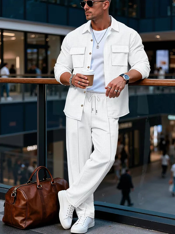 Men's Button-Up Bomber Jacket with Chest Pockets