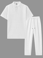Men's Jacquard Polo and Trouser Lounge Set