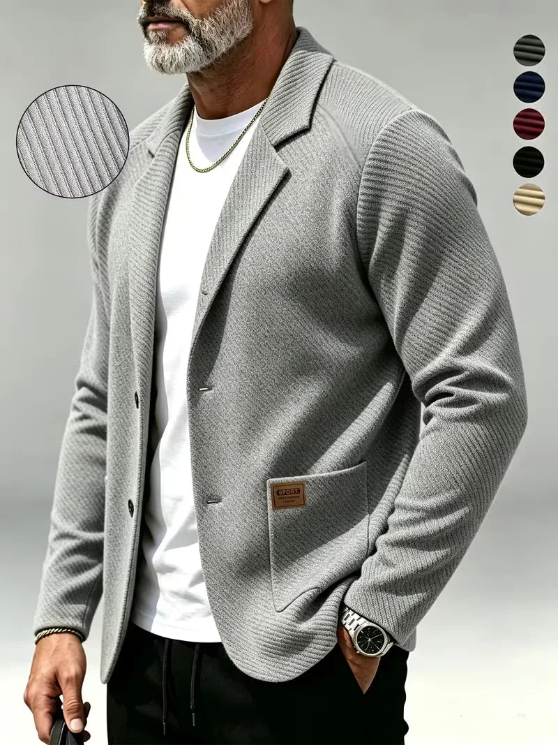 Men's Blazer with Knitted Texture