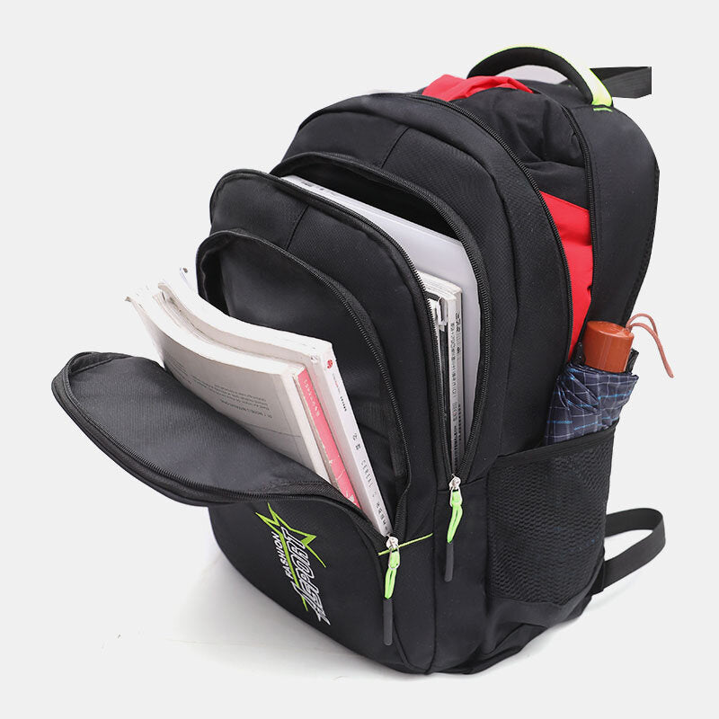 Unisex Multi-Compartment Nylon Backpack – Large-Capacity School and Travel