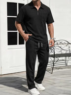 Men's Waffle-Knit Shirt and Trouser Set