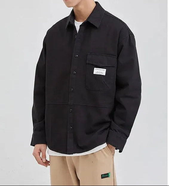 Men's Relaxed Fit Utility Overshirt with Button Front and Chest Pocket