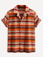 Men's Printed Cuban Shirt and linen-look Blend Trousers