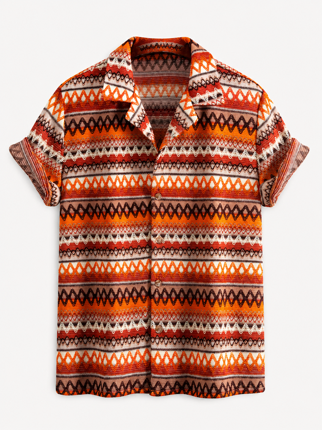 Men's Printed Cuban Shirt and linen-look Blend Trousers