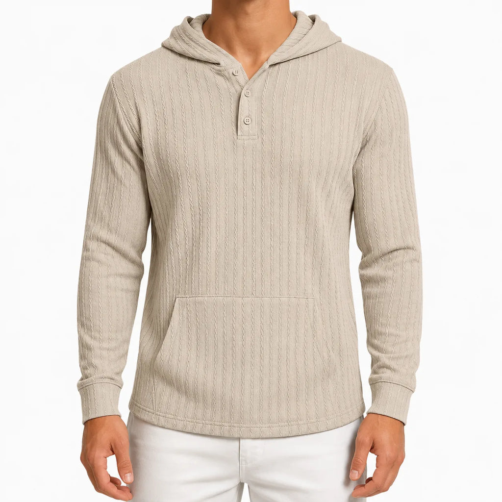 Men's Hoodie with Textured Finish and Hood