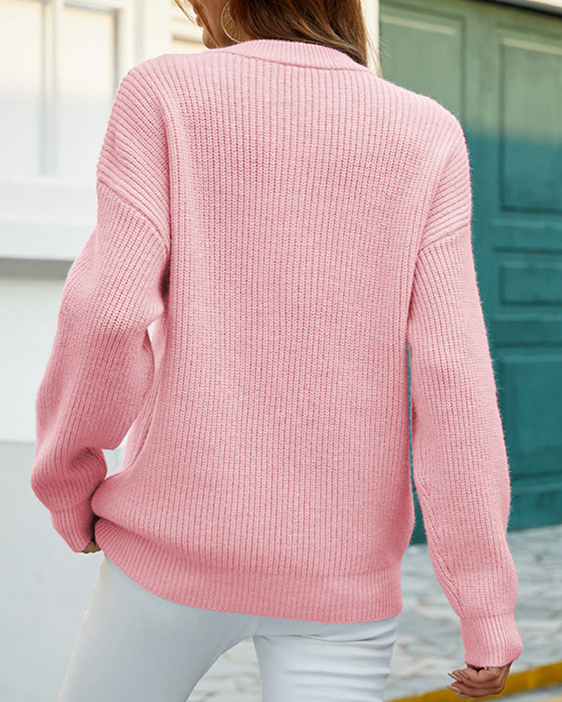Women's Crew-neck Jumper with round neck – Pink