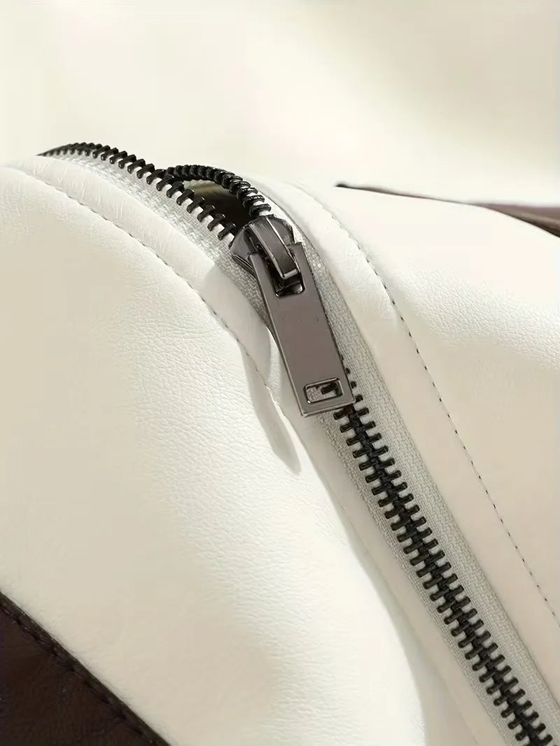 Men's Panelled Faux Leather Zip Jacket