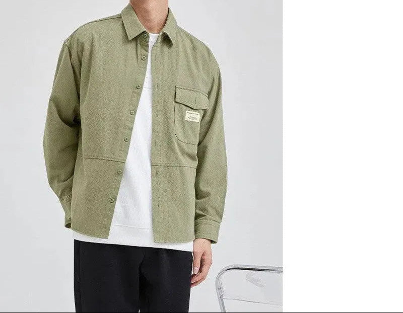 Men's Relaxed Fit Utility Overshirt with Button Front and Chest Pocket