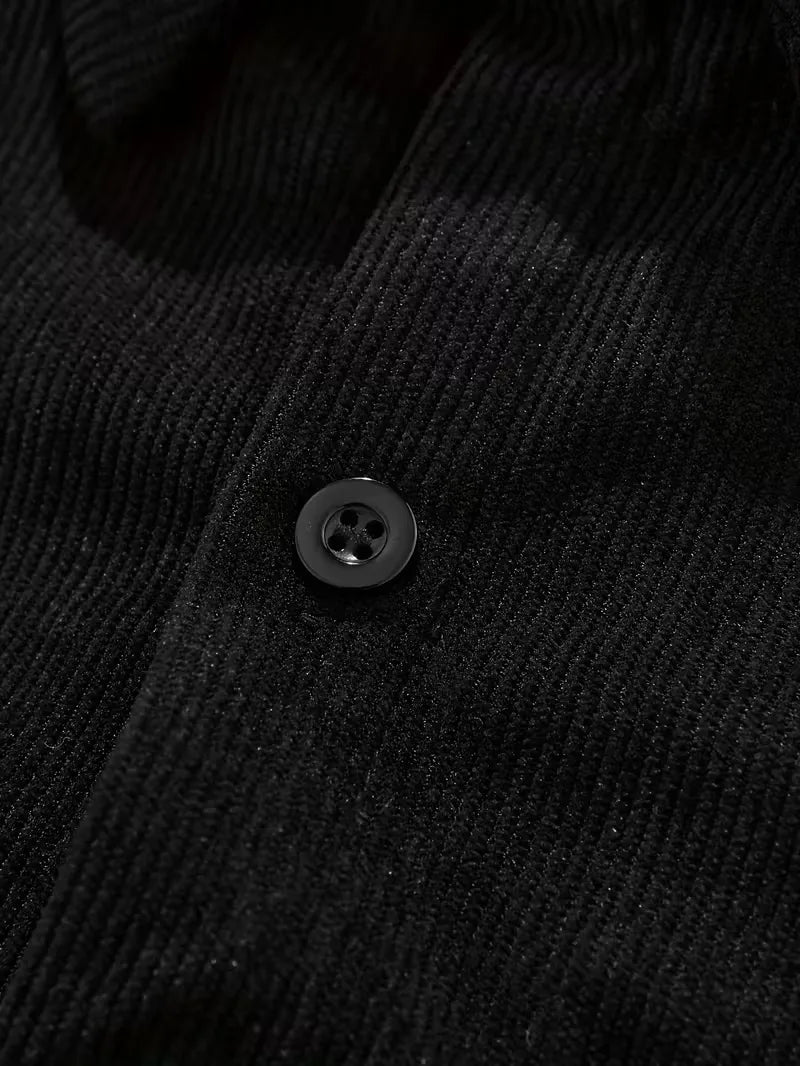Men's Ribbed Long Sleeve Shirt with Chest Pocket