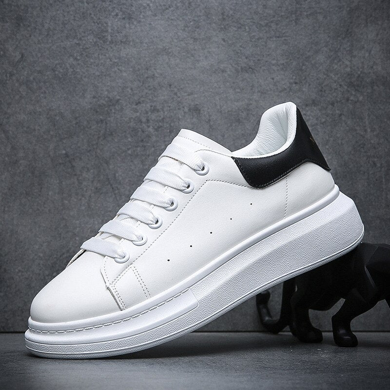 Men's Urban Leather-Look Trainers – Lightweight Platform Sole