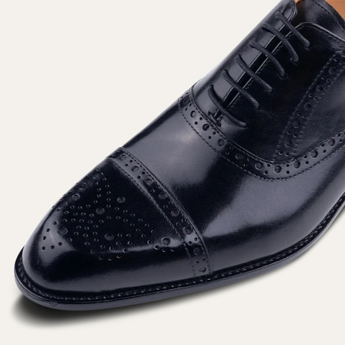 Men's Leather-Look Brogue Dress Shoes – Formal Lace-Up