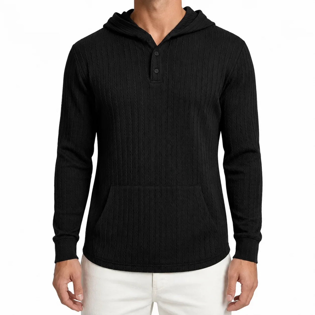 Men's Hoodie with Textured Finish and Hood
