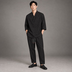 Men's Oversized Two-Piece Set – Relaxed V-Neck Tunic and Drawstring
