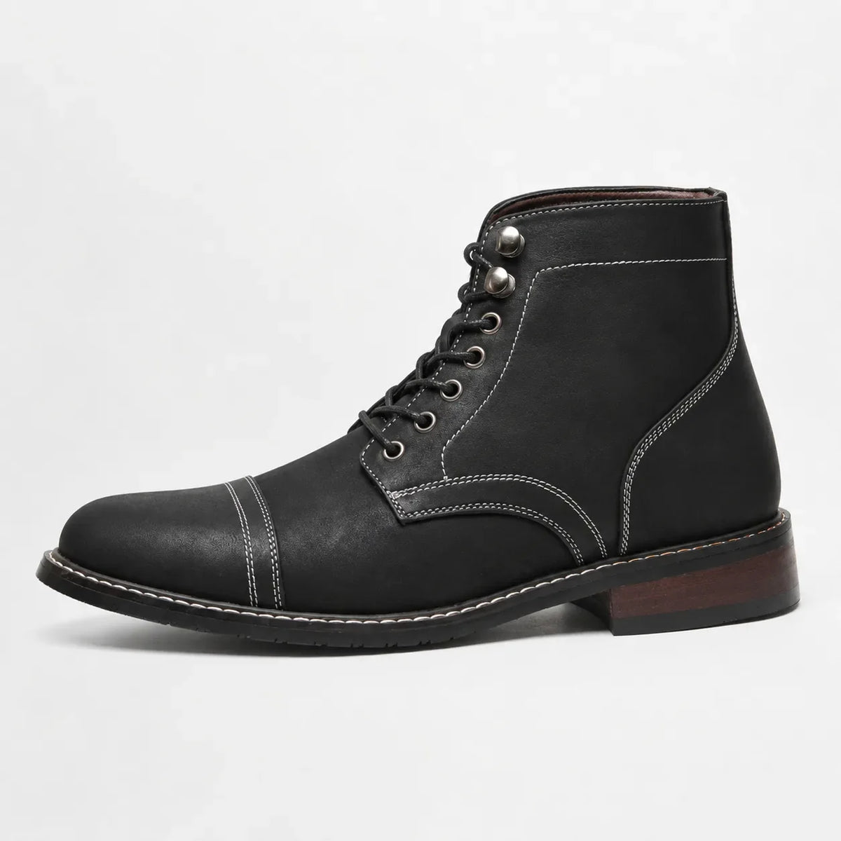 Men's Lace-up Boots with Cap Toe