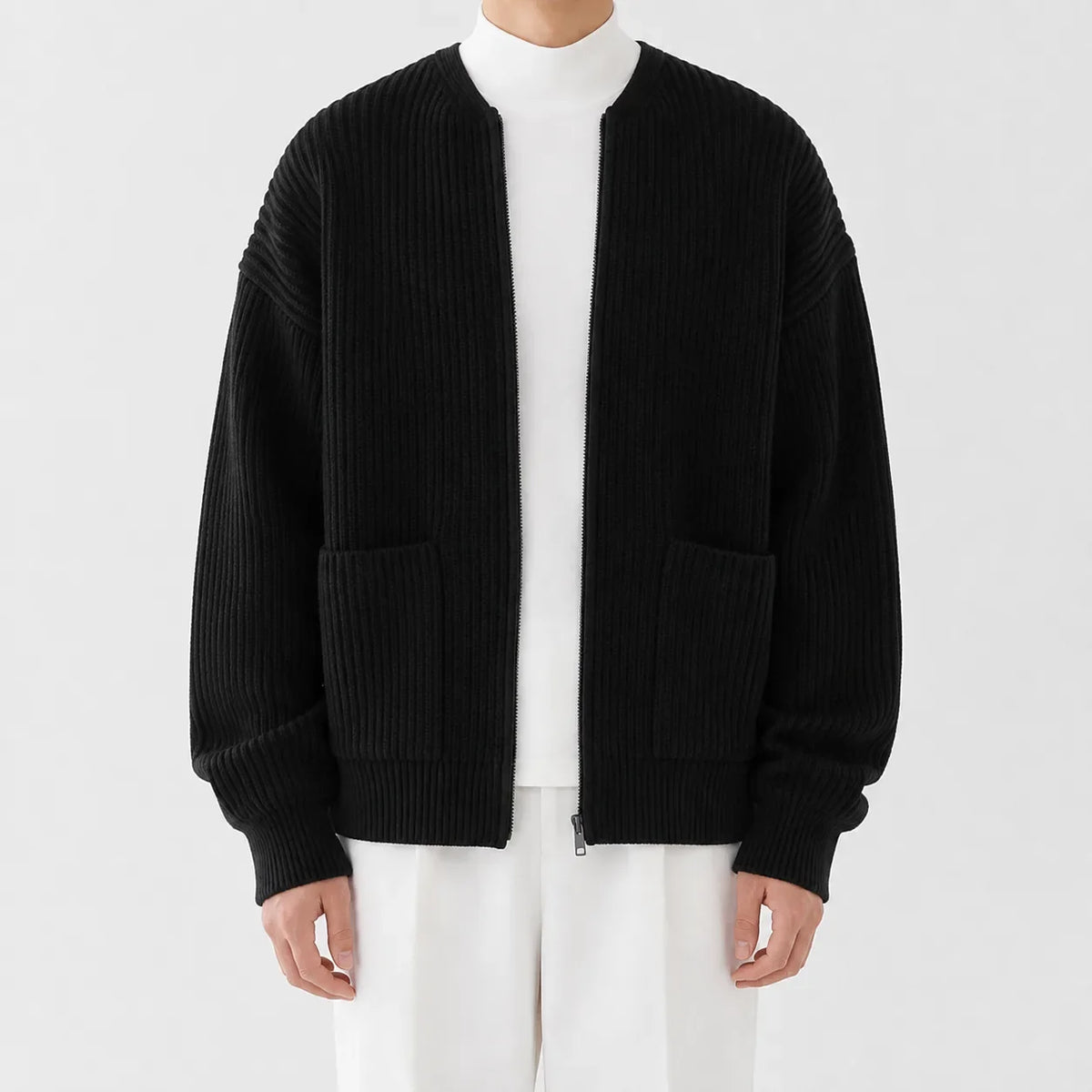 Men's Cardigan with Funnel Neck