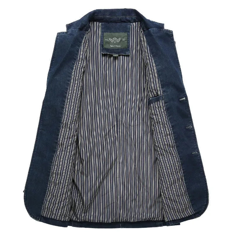 Men's Slim-Fit Denim Blazer – Notch-Lapel Jacket