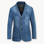 Men's Slim-Fit Denim Blazer – Notch-Lapel Jacket