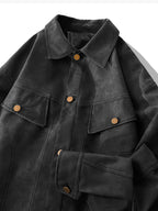 Men's Faux Leather Jacket in Biker Style