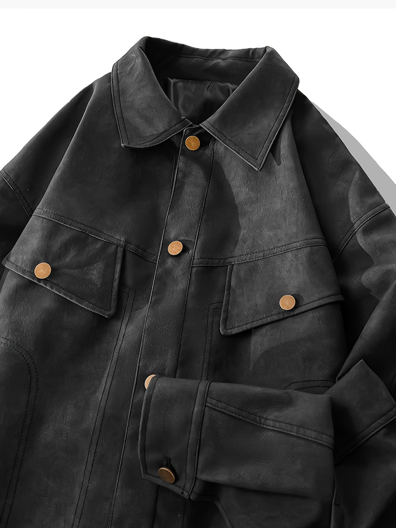 Men's Faux Leather Jacket in Biker Style