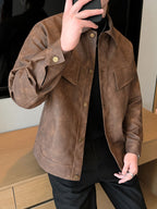 Men's Faux Leather Jacket in Biker Style