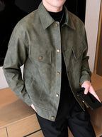 Men's Faux Leather Jacket in Biker Style