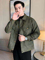 Men's Faux Leather Jacket in Biker Style