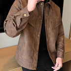 Men's Faux Leather Jacket in Biker Style